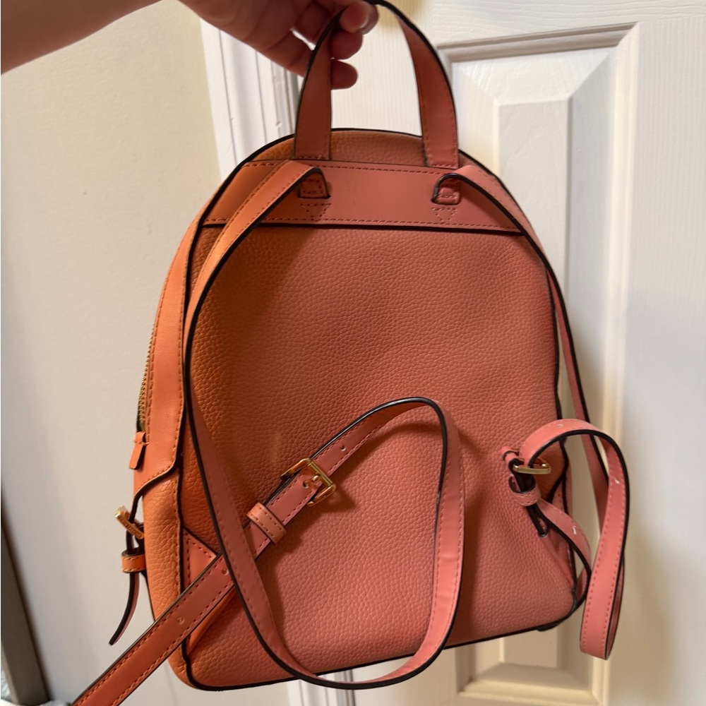Michael Kors Coral-Peach Pebbled Leather Mini Backpack - Picture 4 of 5